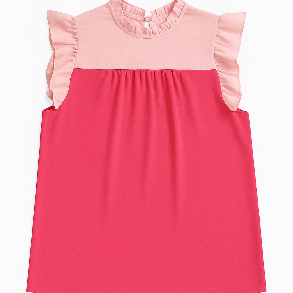 Pink Ruffle Sleeve Blouse